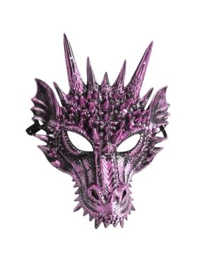 🆕 Unisex Adult Teen Metallic Purple Dragon Halloween Costume Mascarade Mask